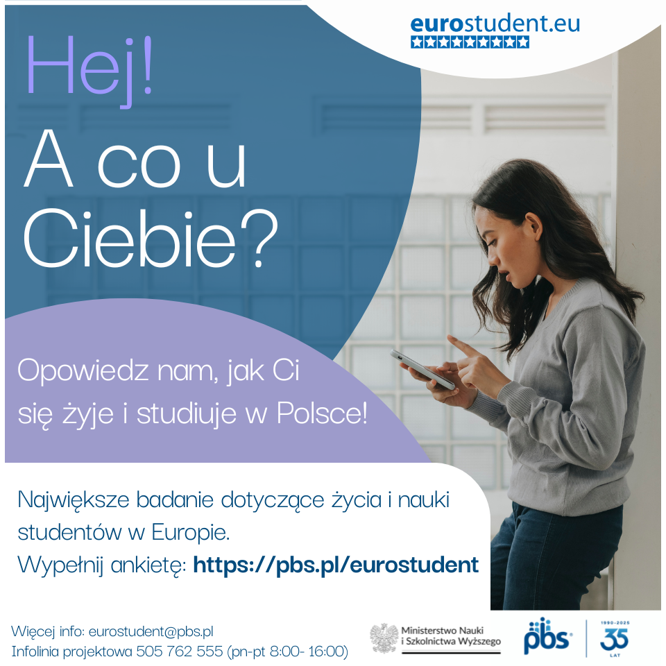 plakat informacyjny o badaniu życia  i nauki studentów w Europie